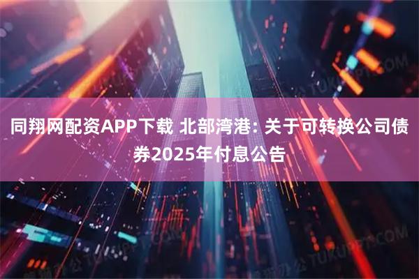 同翔网配资APP下载 北部湾港: 关于可转换公司债券2025年付息公告